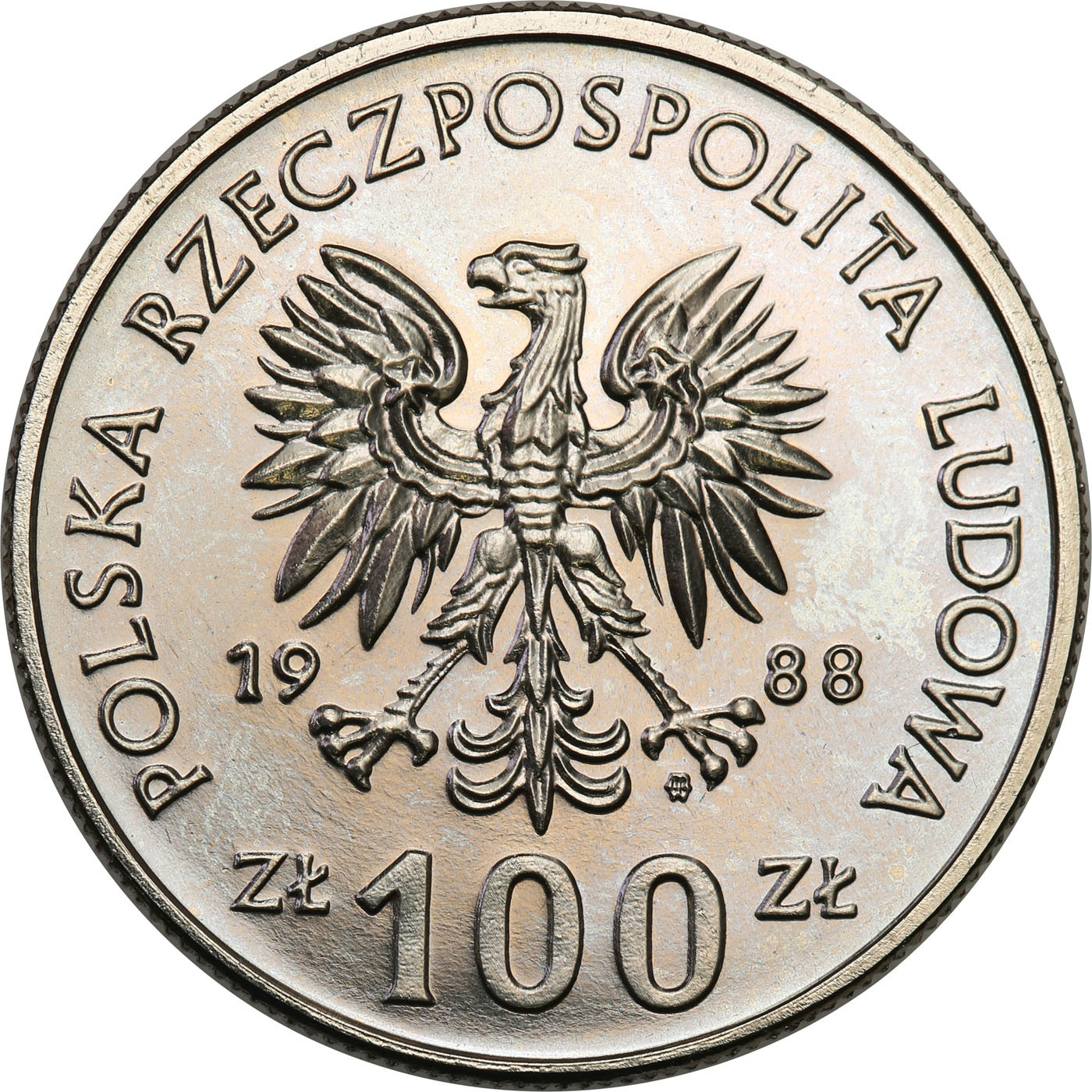 PRL. PRÓBA Nikiel 100 złotych 1988 - Jadwiga